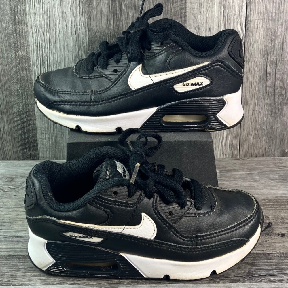 Nike Air Max 90 LTR Black White Kids Sneakers CD6867-010 Size 13C